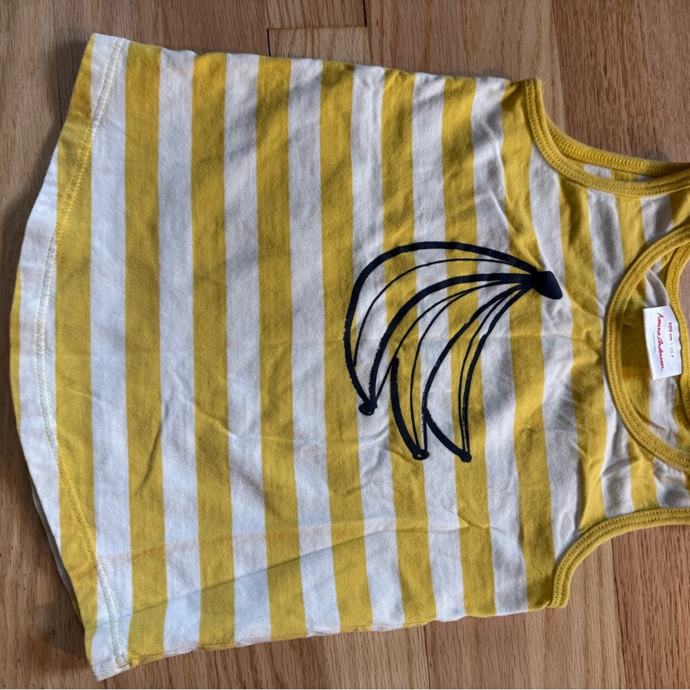 Hanna Andersson Yellow and White Striped Banana Tank Top